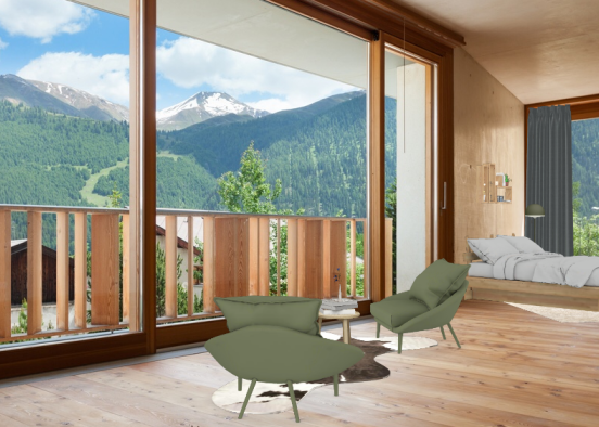 Schlafzimmer in den Alpen  Design Rendering