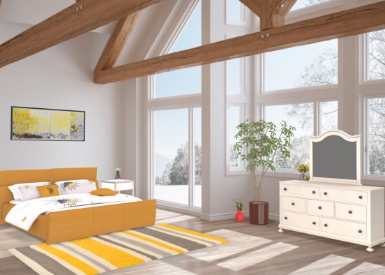yellow bedroom Design Rendering