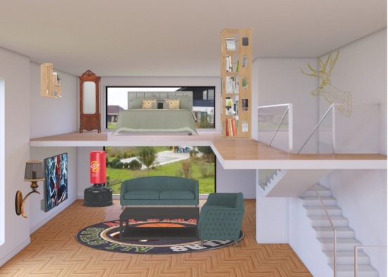 livingroom and bedroom Design Rendering