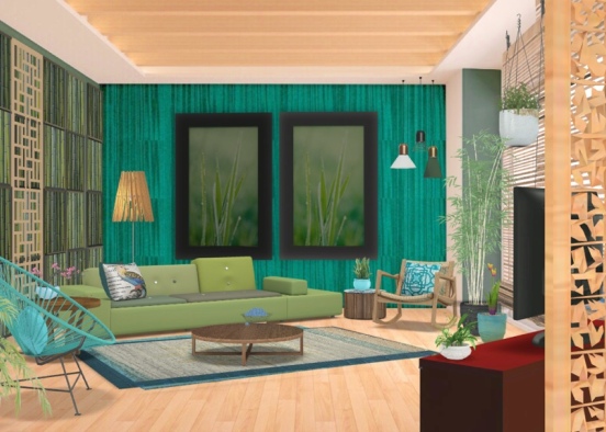 Bamboo Living Room  Design Rendering