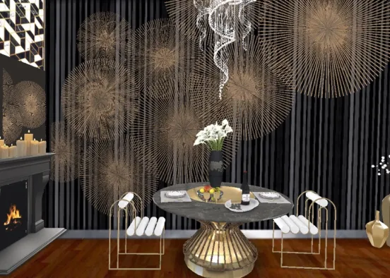 Dining in Silver and Gold  Design Rendering