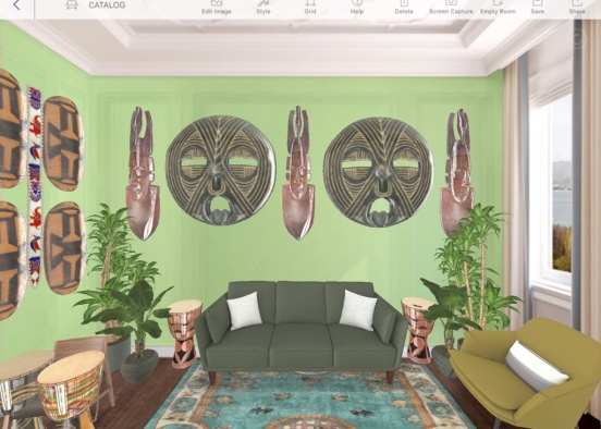 African Living Room Design Rendering