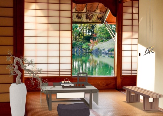 japanese living room Design Rendering