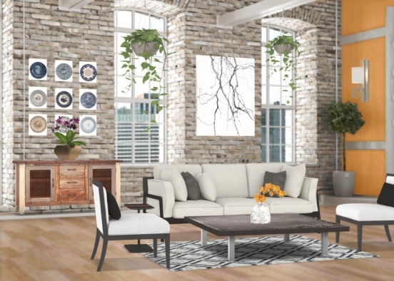 high rise living room Design Rendering