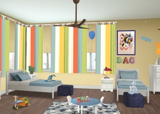 colorful kids room Design Rendering