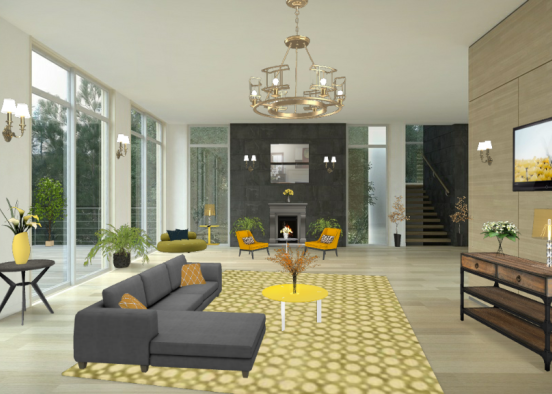 Grey & Yellow Salon Design Rendering