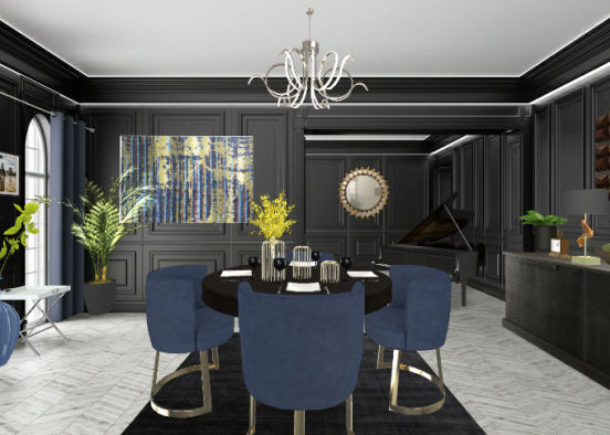 Black luxury dining  Design Rendering