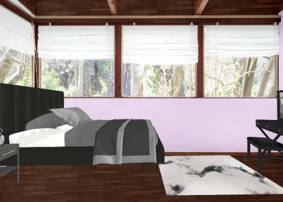 Purple and Black bedroom Design Rendering
