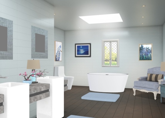 Blue Bathroom Design Rendering