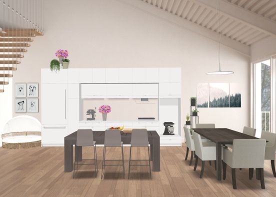 Forest Kitchen with Modern Touch Design Rendering