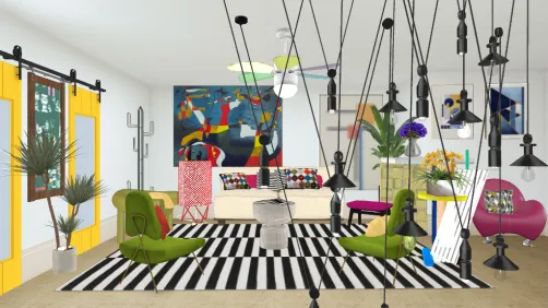 Sala geométrica multicolor