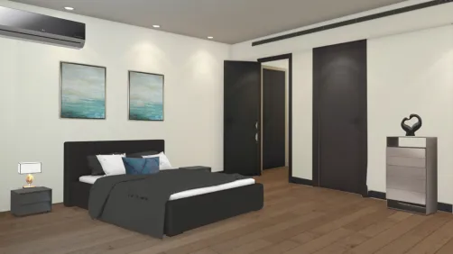 grey white bedroom 