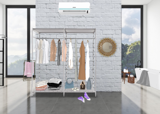 Changing room and bathroom Design Rendering