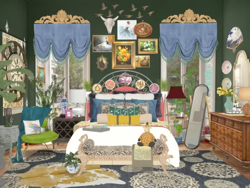 Eclectic cozy bedroom part 2. This one has less going on for those who like a more minimal look.