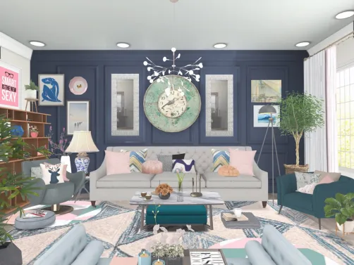 hues of blue and pink