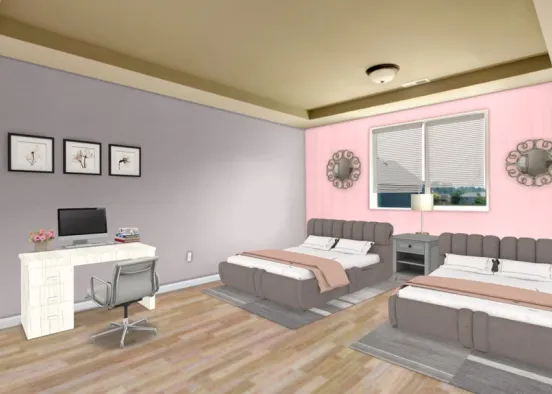 teens bedroom Design Rendering