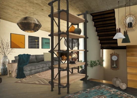 A Wabi Sabi living space  Design Rendering
