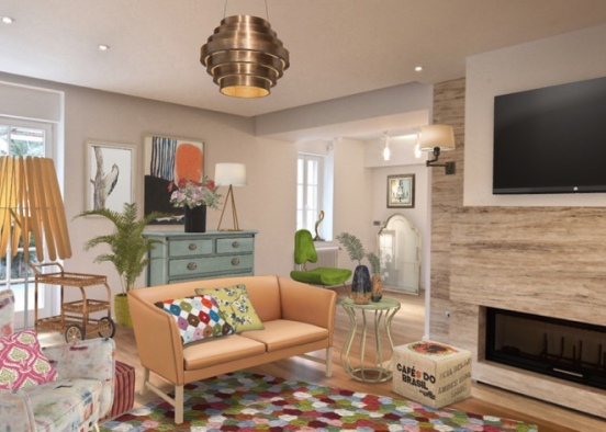 eclectic living room  Design Rendering
