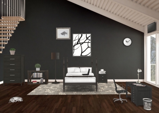 Bedroom & Office  Design Rendering