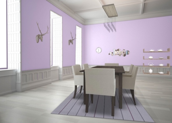 luxurious purple dining room  Design Rendering