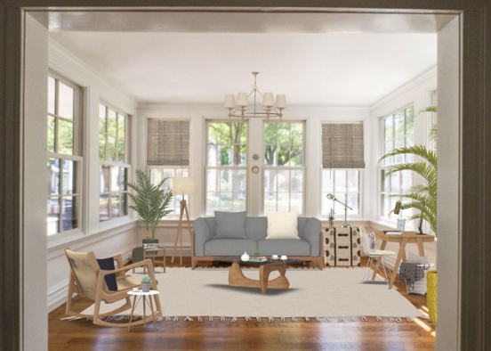 New England inspired family room Design Rendering