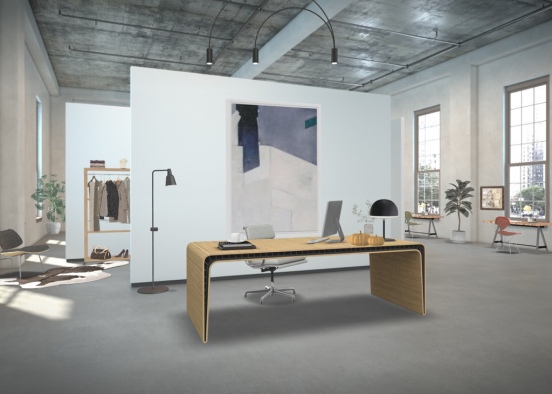 socially distanced office for fashion company Design Rendering