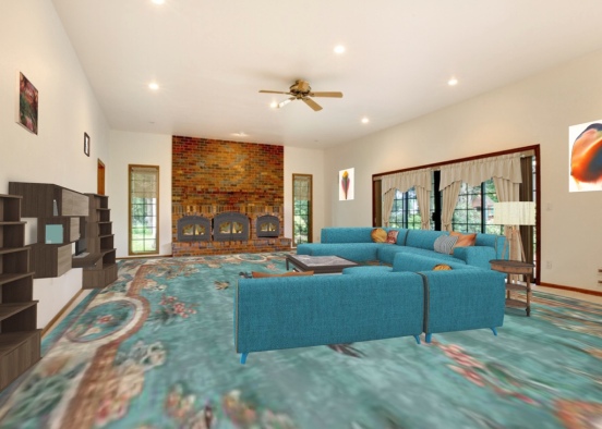 modern colourful living room  Design Rendering