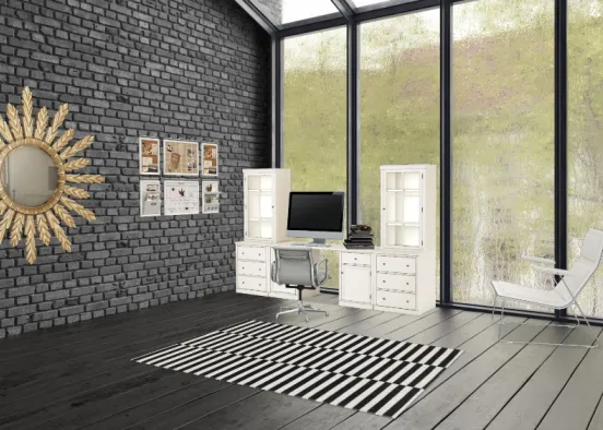 The office of my Grey dreams🤯😍  Design Rendering