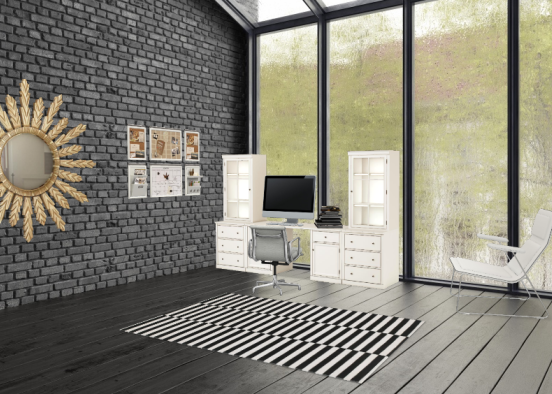 The office of my Grey dreams🤯😍  Design Rendering