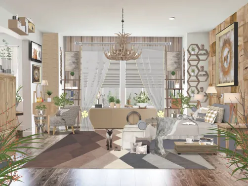 natural wood bedroom