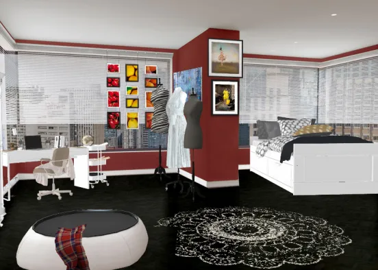 My fashion bedroom/office Design Rendering