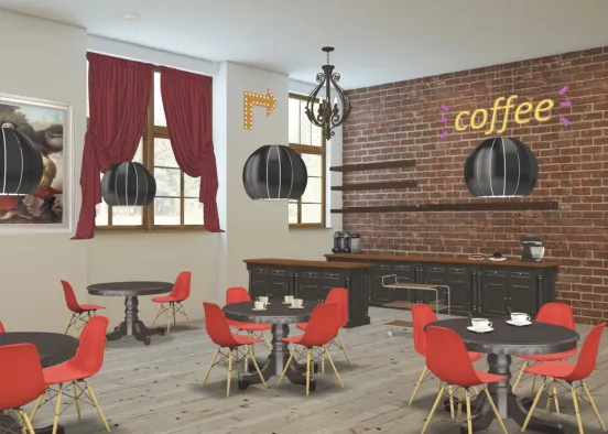 retro cafe  Design Rendering