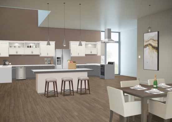 dining and kitchen Design Rendering