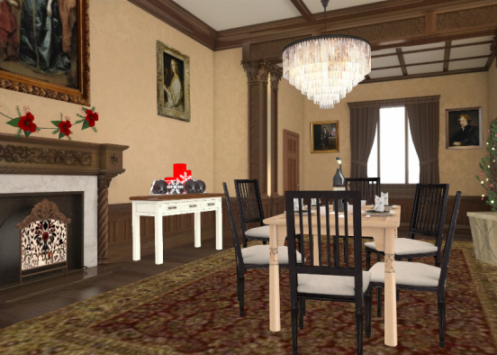 dining room for a family reunion in the holidays Design Rendering