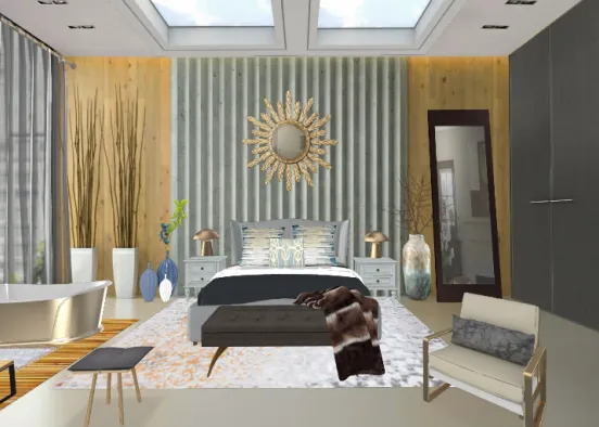 Bedroom with a tub Design Rendering