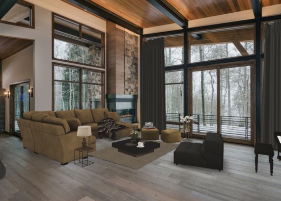 living room on winter Design Rendering