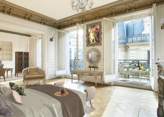 french inspired bedroom Design Rendering