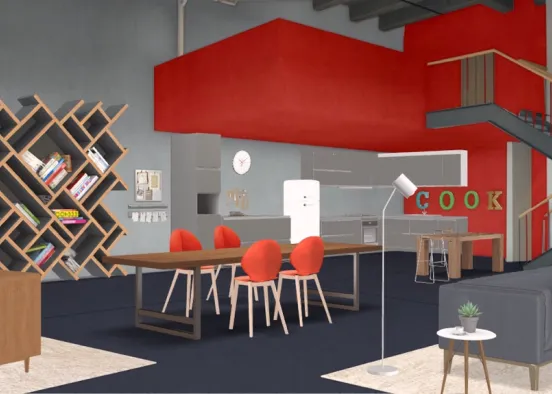 colorful kitchen in my loft Design Rendering