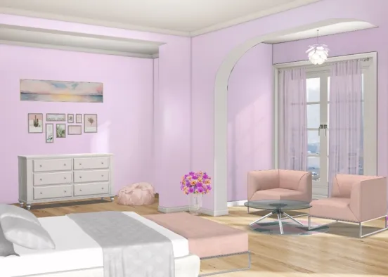 pretty pink bedroom Design Rendering