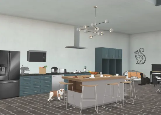Kitchen and Pet Area Design Rendering