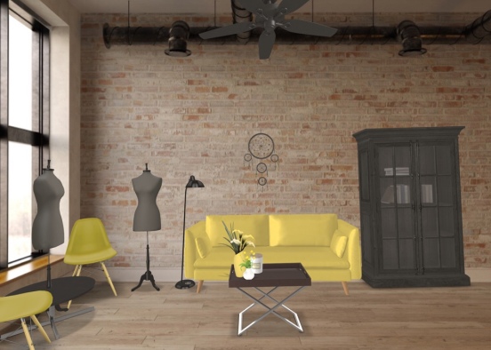 Designers Clean Living Room Design Rendering