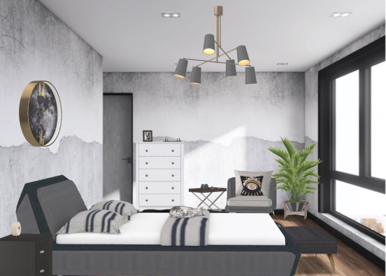 black and white bedroom! Design Rendering