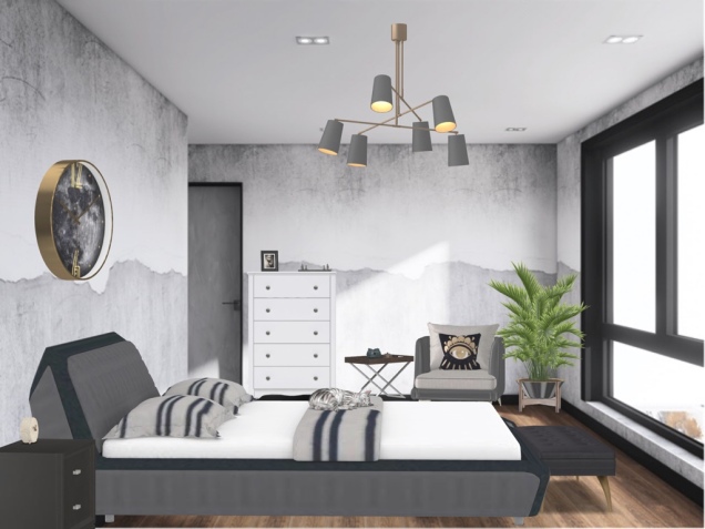 black and white bedroom!