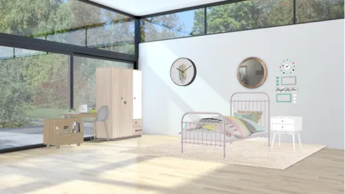 this is a bedroom for a teenager or a tween.I went with a rainbow colour scheme bcs I love art and colours so hea