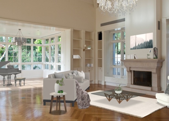 white living room Design Rendering
