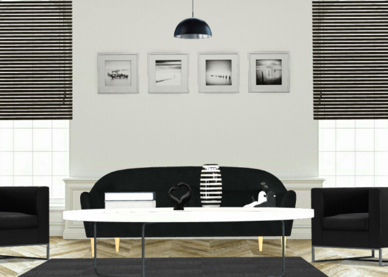 Monochrome living room  Design Rendering