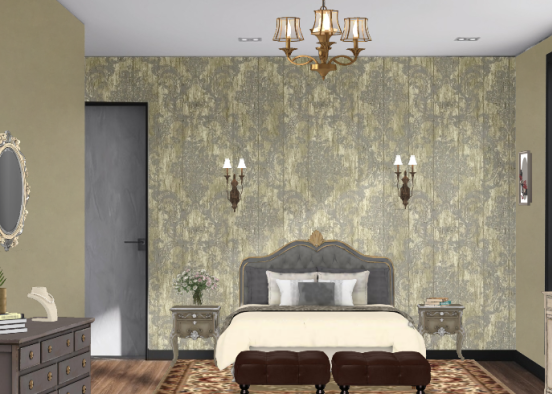French Luxury bedroom Design Rendering