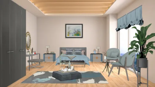 Grey blue bedroom