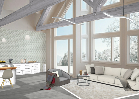 Living room at Morandi style  Design Rendering