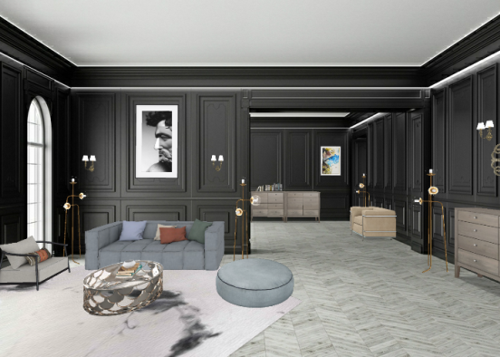 Dark living room  Design Rendering